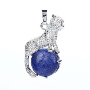 Lapislazuli Halskette mit Leopardenanhänger
