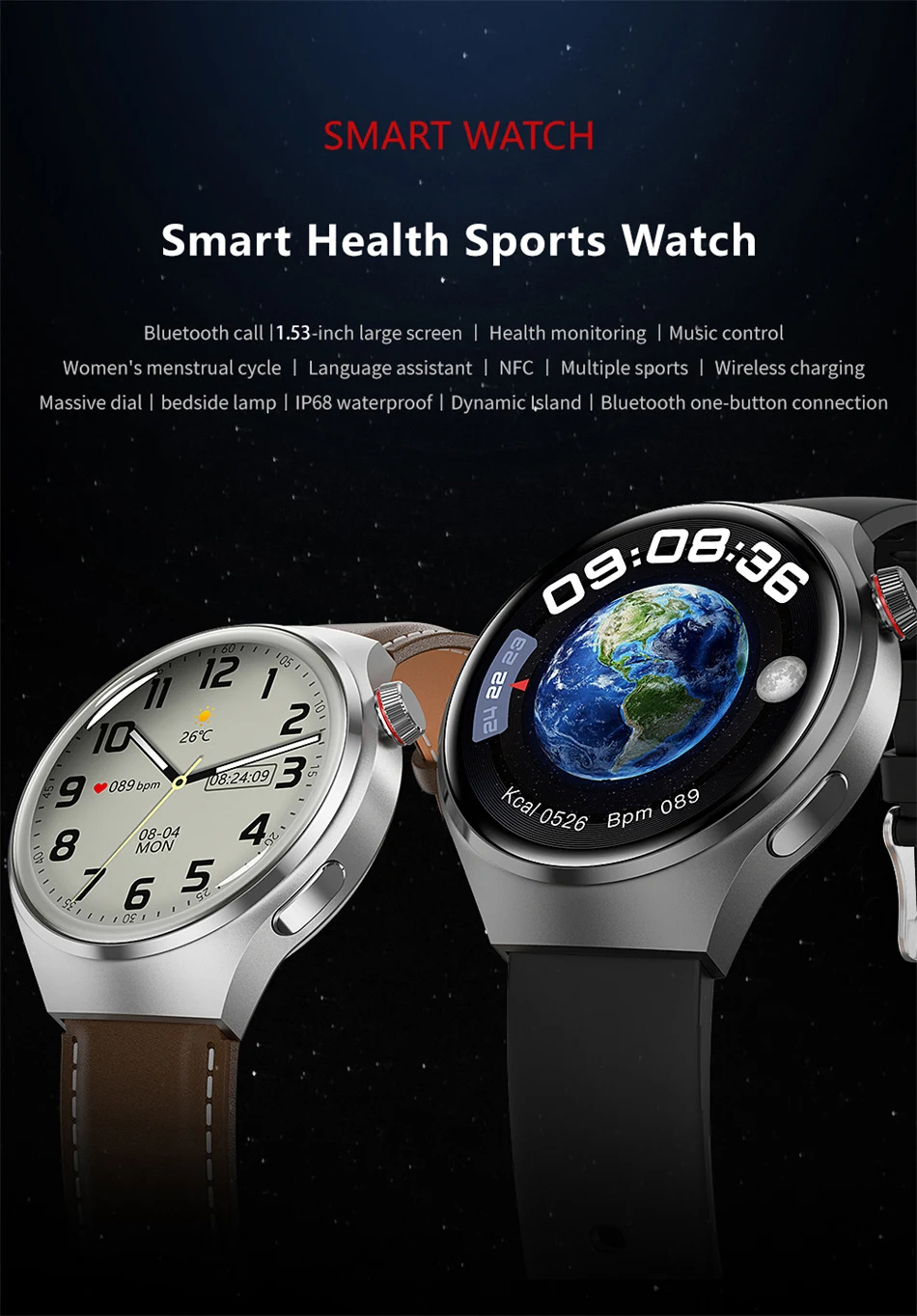 Für Huawei Uhr 4 Pro Smartwatch Männer 360*360 HD-Bildschirm BT Call NFC IP68 wasserdichte Herzfrequenz Blutzucker Smartwatch neu